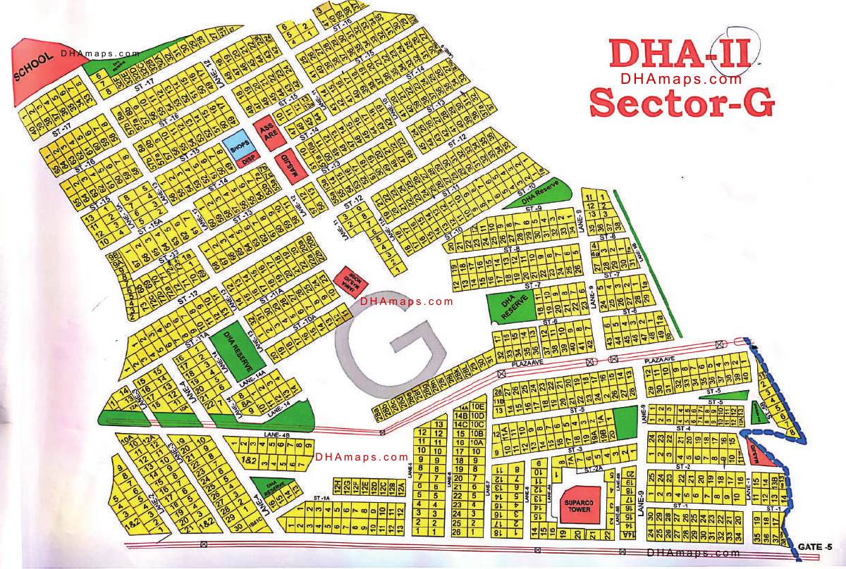 DHA Phase 2 Islamabad Sector G map