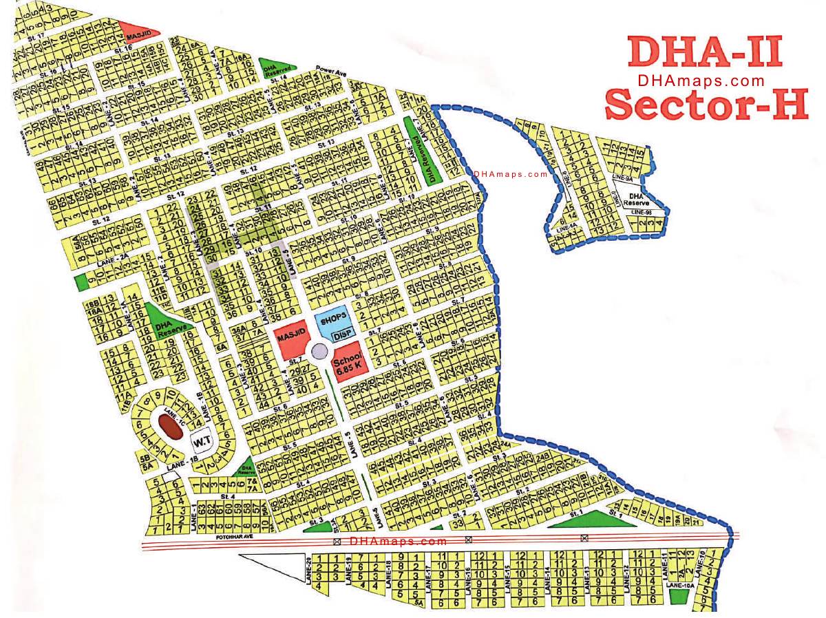 DHA Phase 2 Islamabad Sector H map